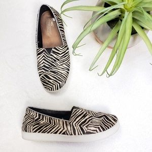 Tom's Avalon Slip Ons - Zebra Printed Calf Hair